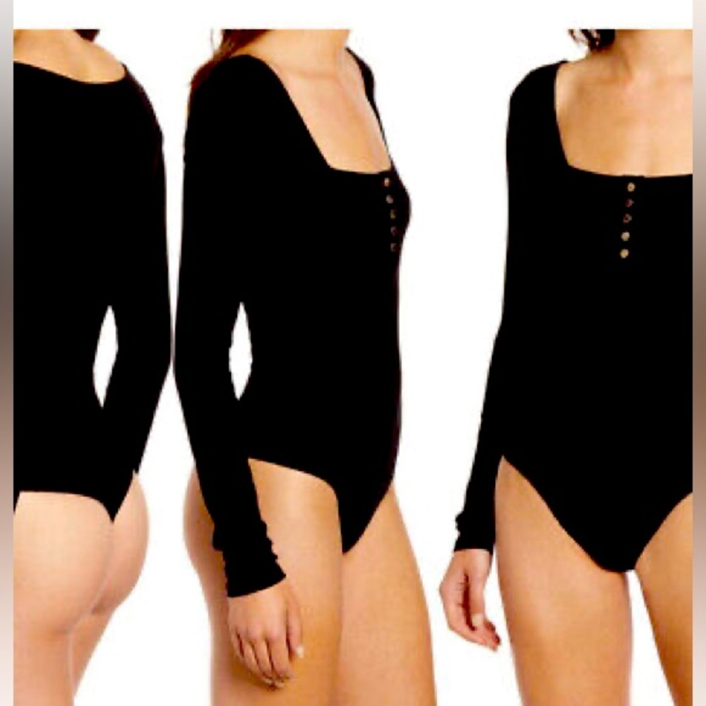 Allsaints Women’s Katrina Long Sleeve Ribbed Bodysuit Black